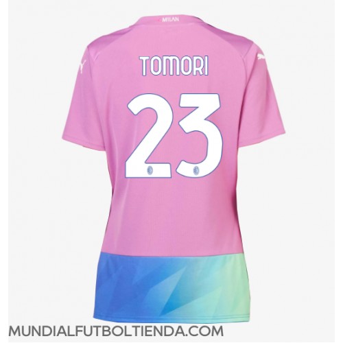 Camiseta AC Milan Fikayo Tomori #23 Tercera Equipación Replica 2023-24 para mujer mangas cortas